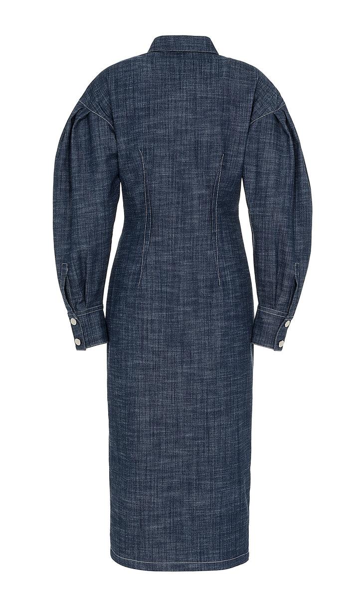 Sara Battaglia Longuette denim dress Vendita Calda