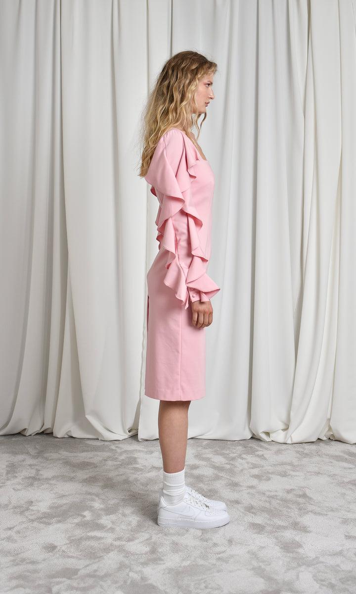Sara Battaglia Ruffle sleeve midi dress Pezzi Unici