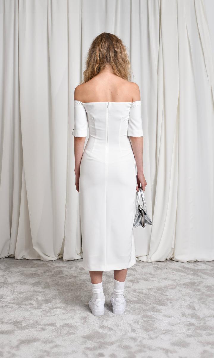 Sara Battaglia Neckline midi dress Qualità Garantita