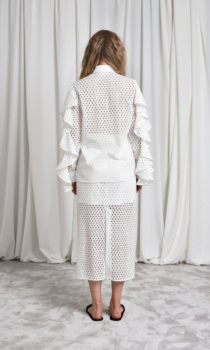 Sara Battaglia Ruffle Sleeve Shirt 2025