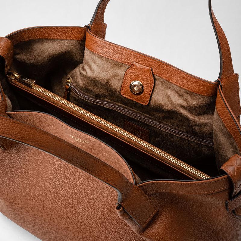 Serapian Tote bag secret piccola in pelle rugiada cuoio Black Friday Prezzi