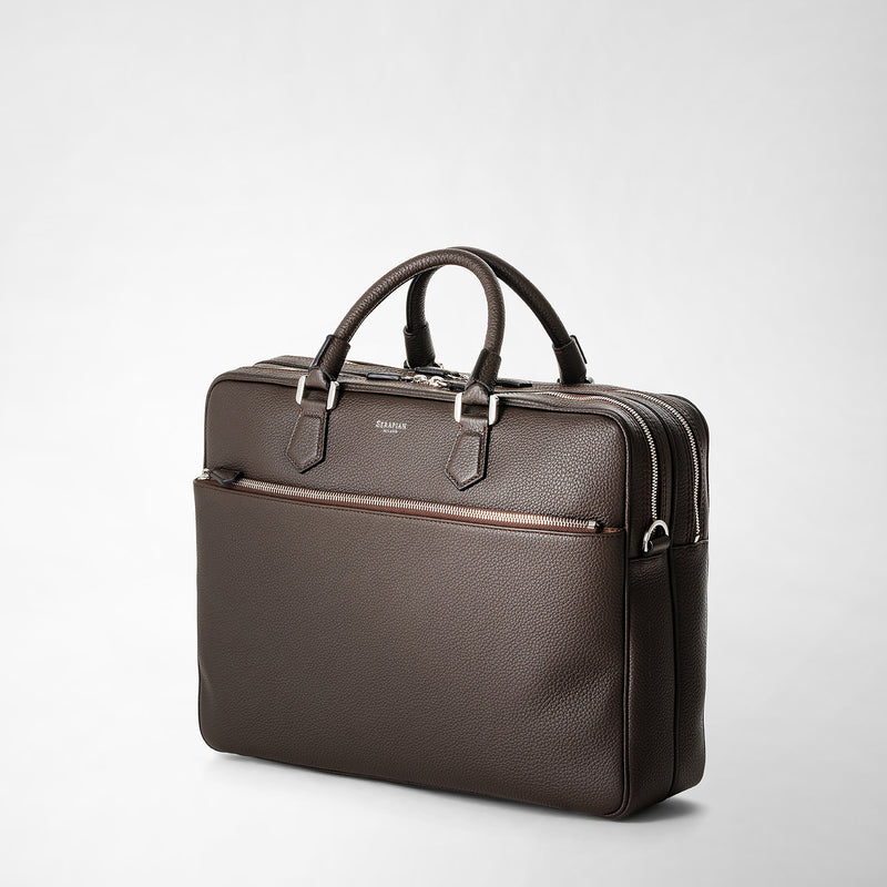 Serapian Borsa business grande in pelle cachemire espresso Qualità Garantita