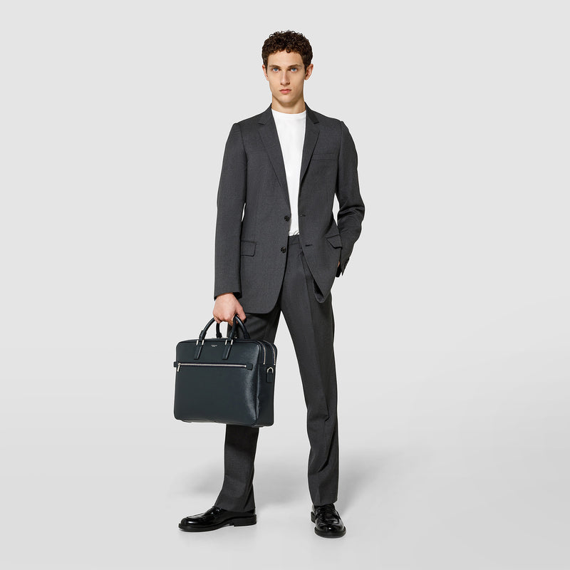 Serapian Borsa business doppio scomparto pelle evoluzione blu Online