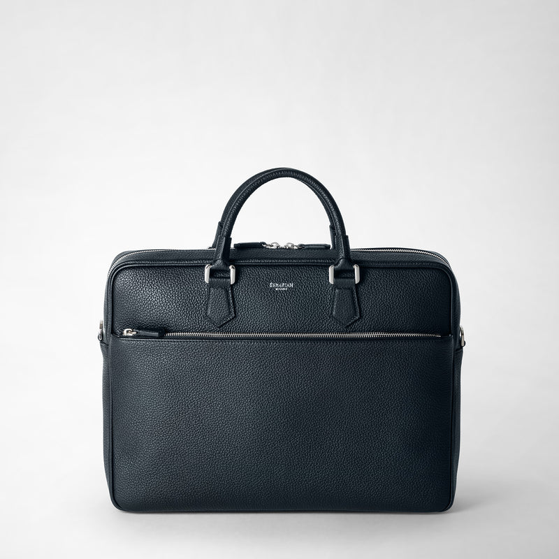 Serapian Borsa business slim in pelle cachemire blu navy Prezzo Ridotto