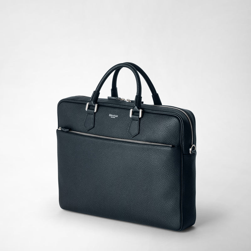Serapian Borsa business slim in pelle cachemire blu navy Prezzo Ridotto