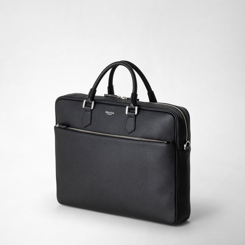 Serapian Borsa business slim in pelle cachemire nero Convenienza