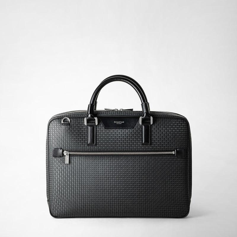 Serapian Borsa business extra slim in stepan asfalto-nero Prezzo Ridotto