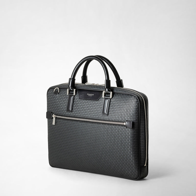 Serapian Borsa business extra slim in stepan asfalto-nero Prezzo Ridotto