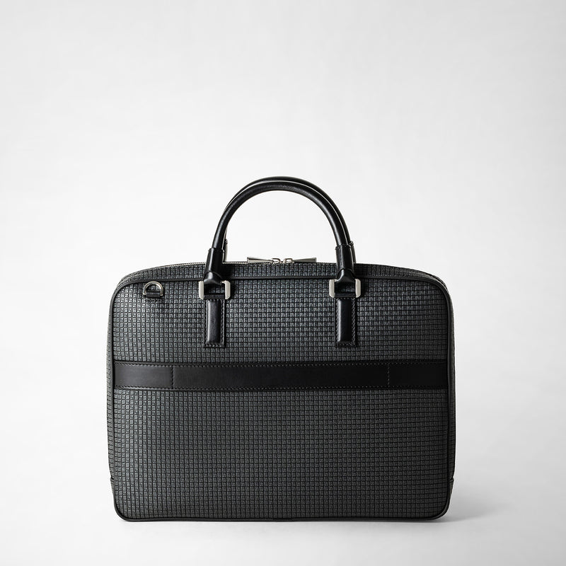 Serapian Borsa business extra slim in stepan asfalto-nero Prezzo Ridotto