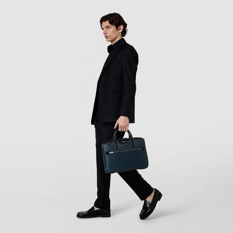 Serapian Borsa business extra slim in stepan blu oceano Sottocosto