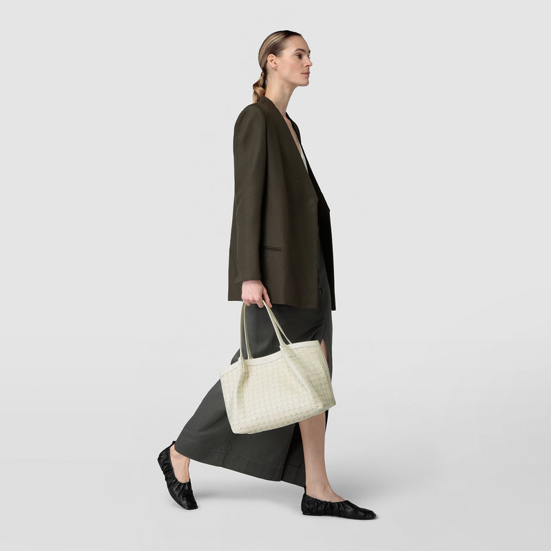 Serapian Tote bag secret piccola in mosaico panna Online
