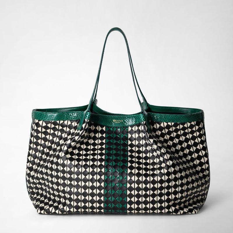 Serapian Secret tote bag mosaico elaphe black-white-emerald Convenienza