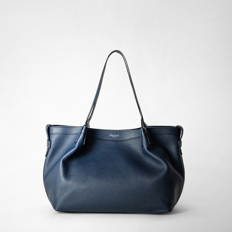 Serapian Tote bag secret piccola in pelle rugiada blu navy Enormi sconti
