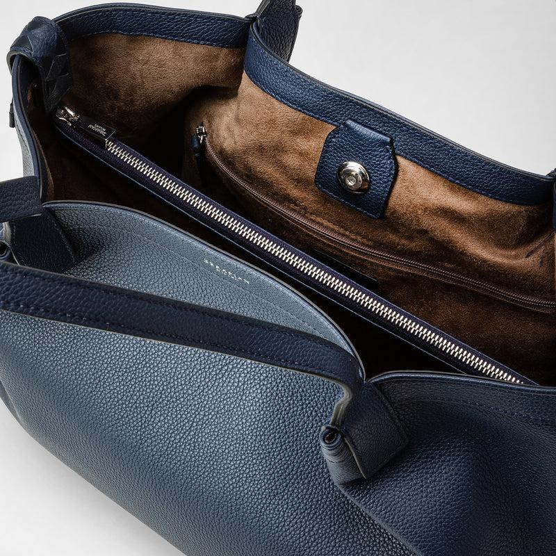 Serapian Tote bag secret piccola in pelle rugiada blu navy Enormi sconti