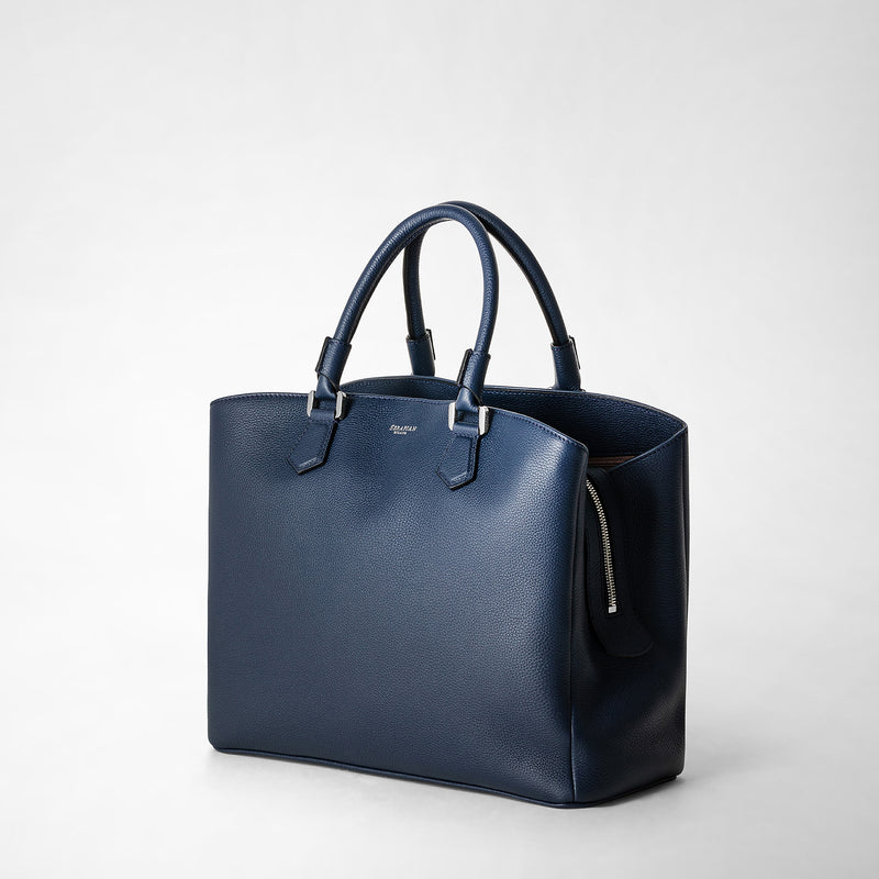 Serapian Borsa a mano luna in pelle rugiada blu navy Outlet