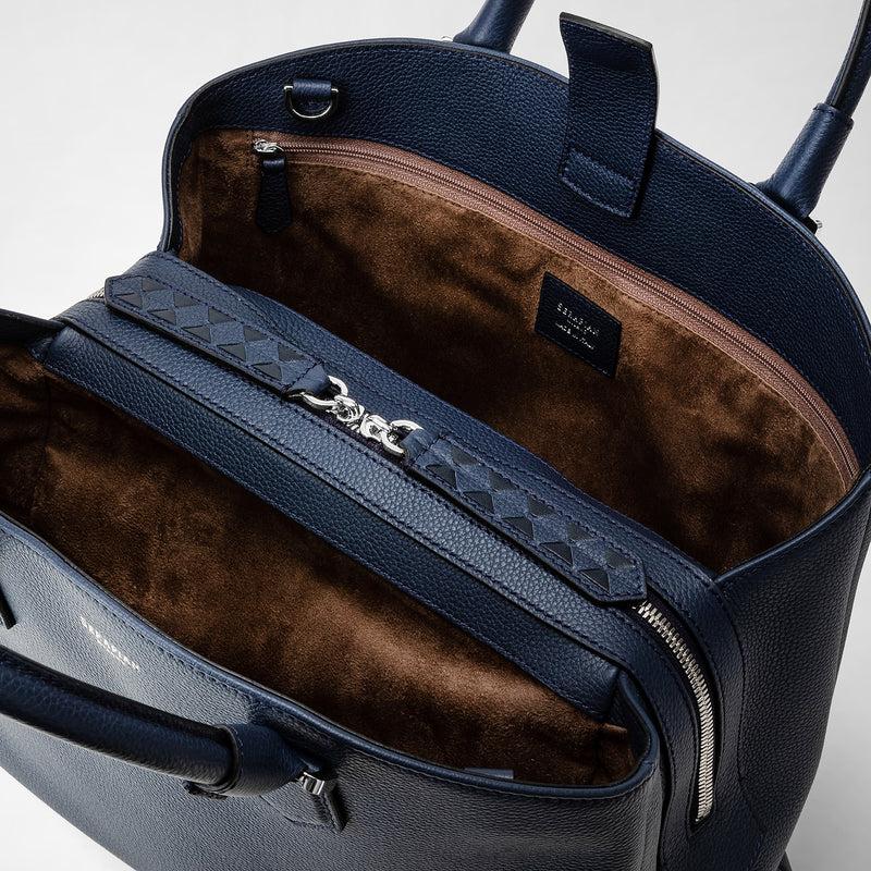 Serapian Borsa a mano luna in pelle rugiada blu navy Outlet