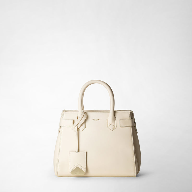 Serapian Meline' handbag in seta leather cream Vendite Flash