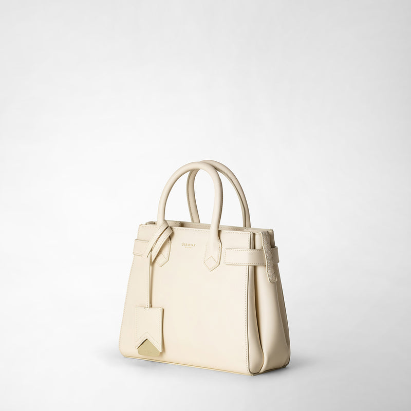 Serapian Meline' handbag in seta leather cream Vendite Flash