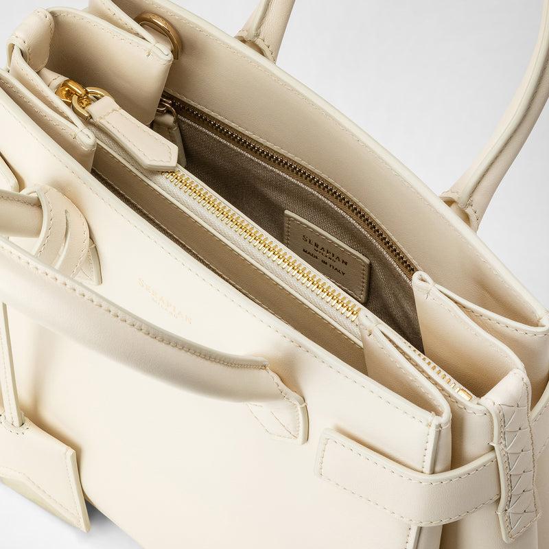 Serapian Meline' handbag in seta leather cream Vendite Flash