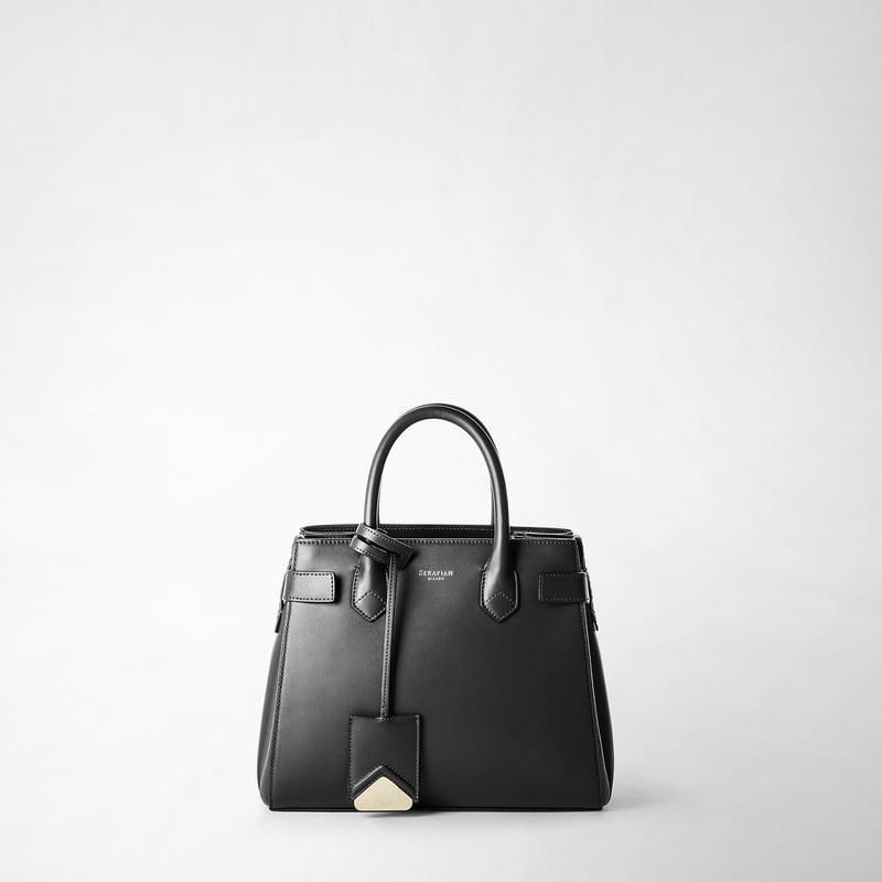 Serapian Meline' handbag in seta leather black Vendita Calda