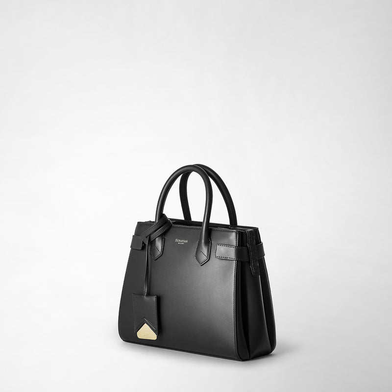 Serapian Meline' handbag in seta leather black Vendita Calda