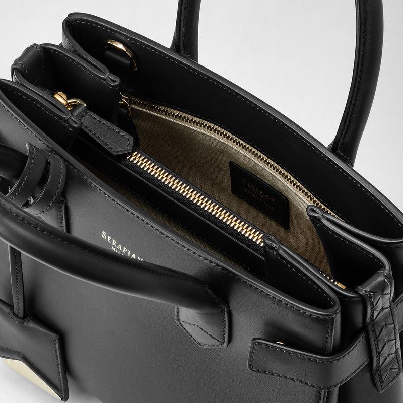 Serapian Meline' handbag in seta leather black Vendita Calda