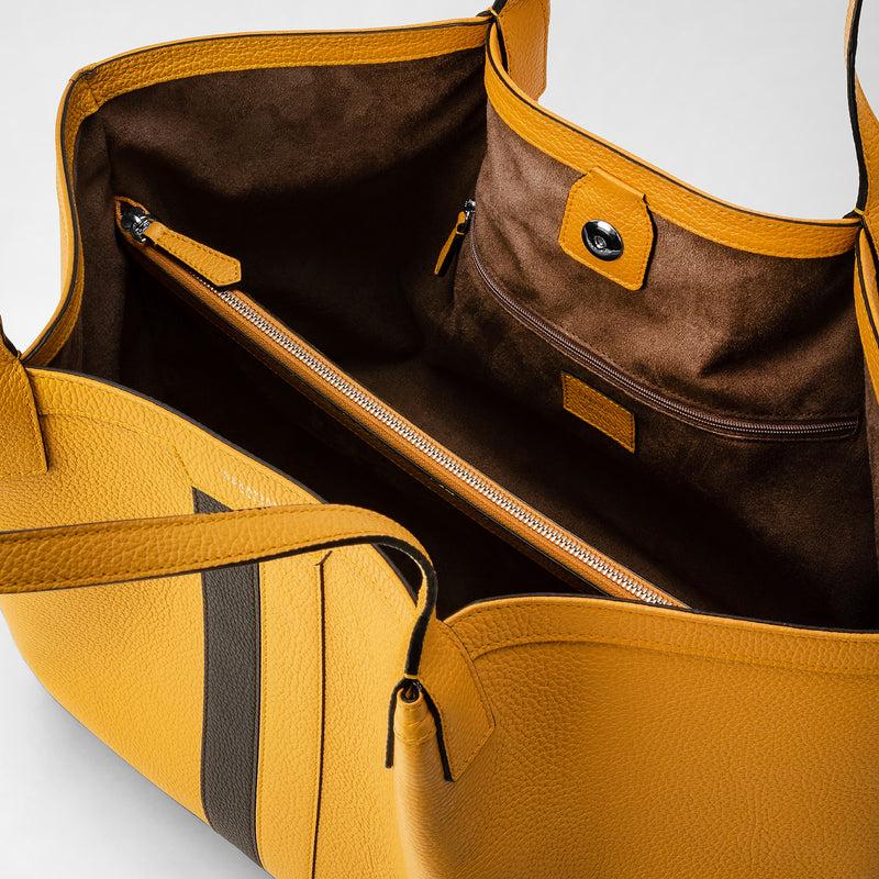Serapian Secret tote bag in cachemire leather ochre espresso Moda