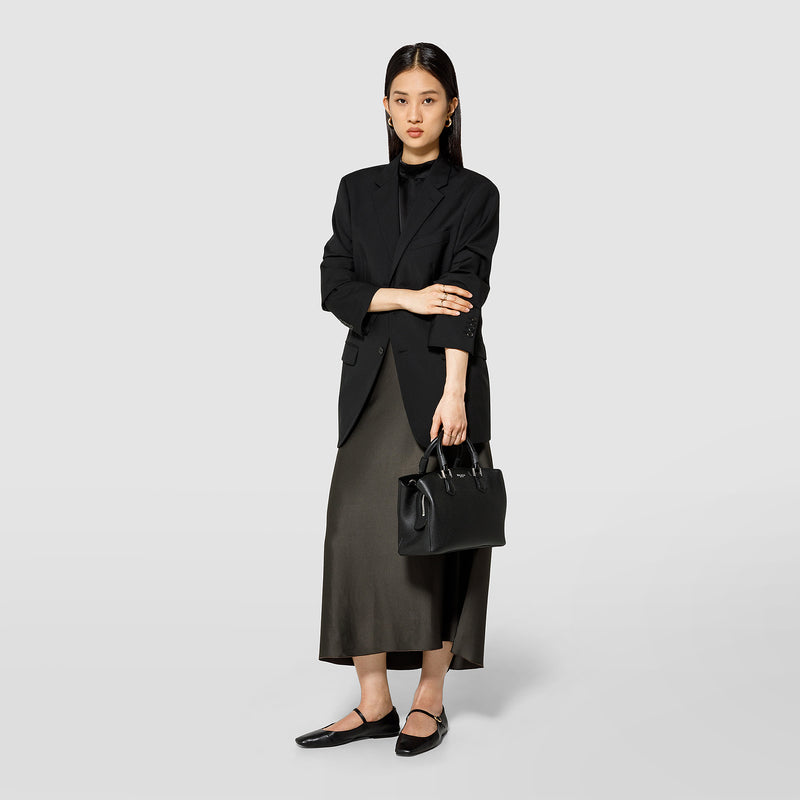 Serapian Small luna handbag in rugiada leather black