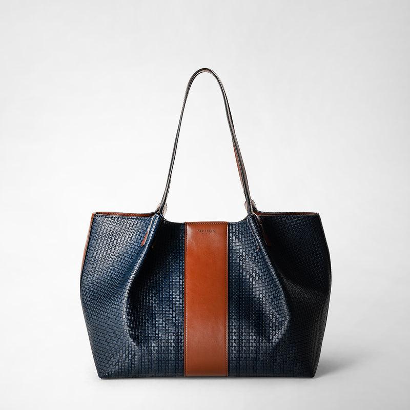 Serapian Borsa shopping secret piccola stepan 72 blu -cuoio 2025