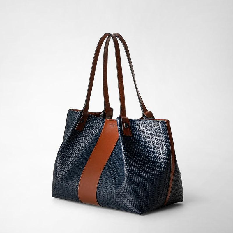 Serapian Borsa shopping secret piccola stepan 72 blu -cuoio 2025
