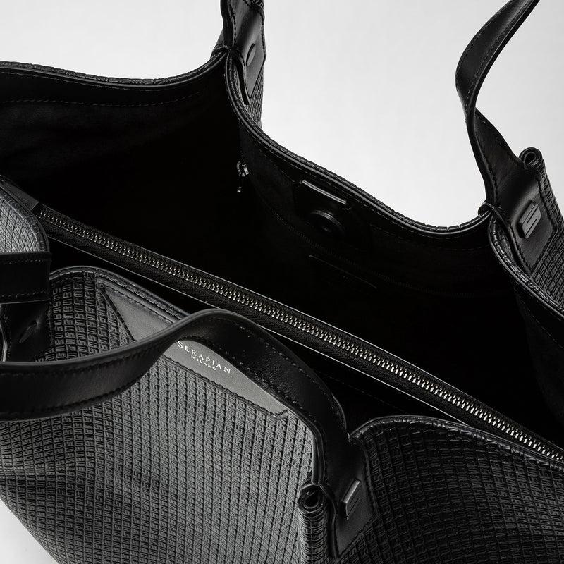 Serapian Vertical secret tote bag stepan nero-nero eclissi Enormi sconti