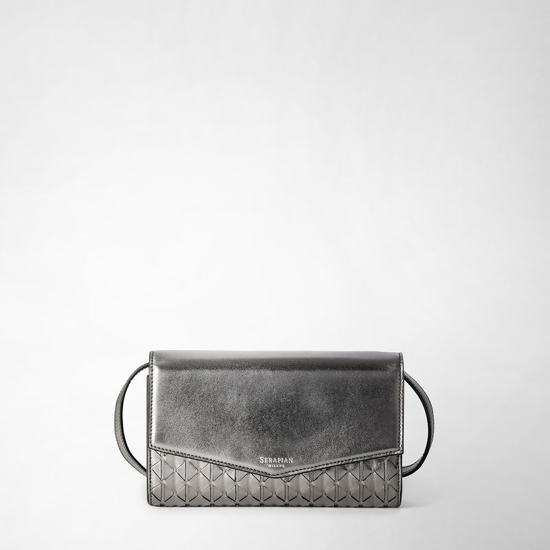 Serapian Clutch with shoulder strap in mosaico ruthenium Affare Del Giorno