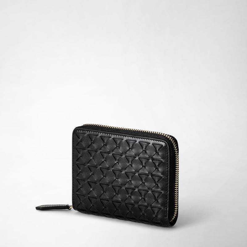 Serapian Portafoglio mini con zip in mosaico nero Economico