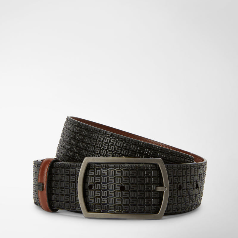 Serapian Cintura reversibile in stepan 72 nero-cuoio Italy