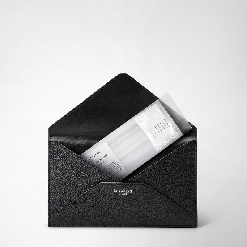 Serapian Pouch in cachemire leather black Offerta