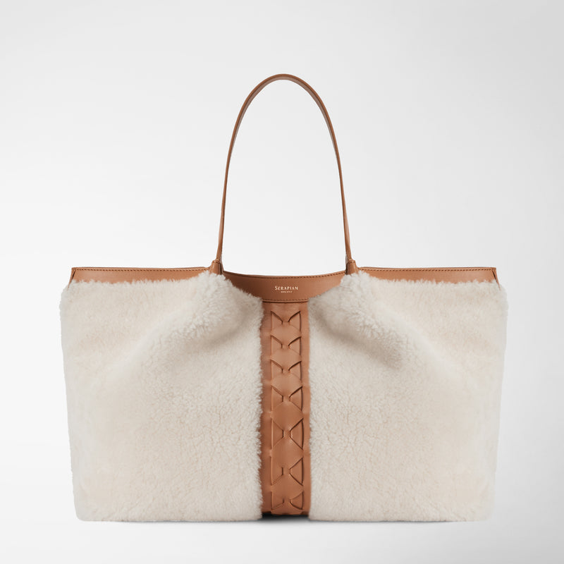 Serapian TOTE BAG SECRET IN SHEARLING Spedizione Gratuita