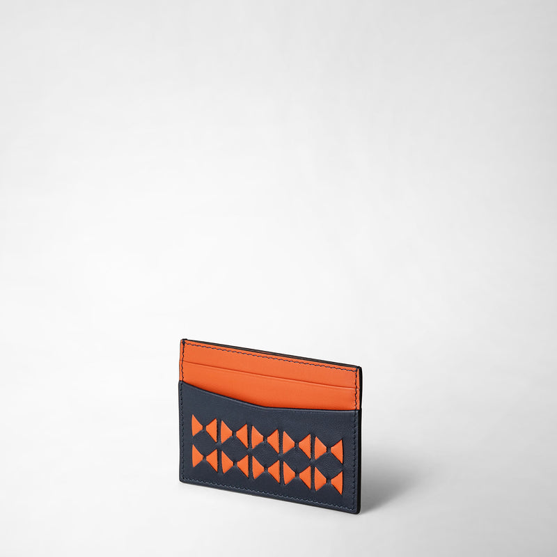Serapian 4-card holder in mosaico navy blue orange Cyber Monday