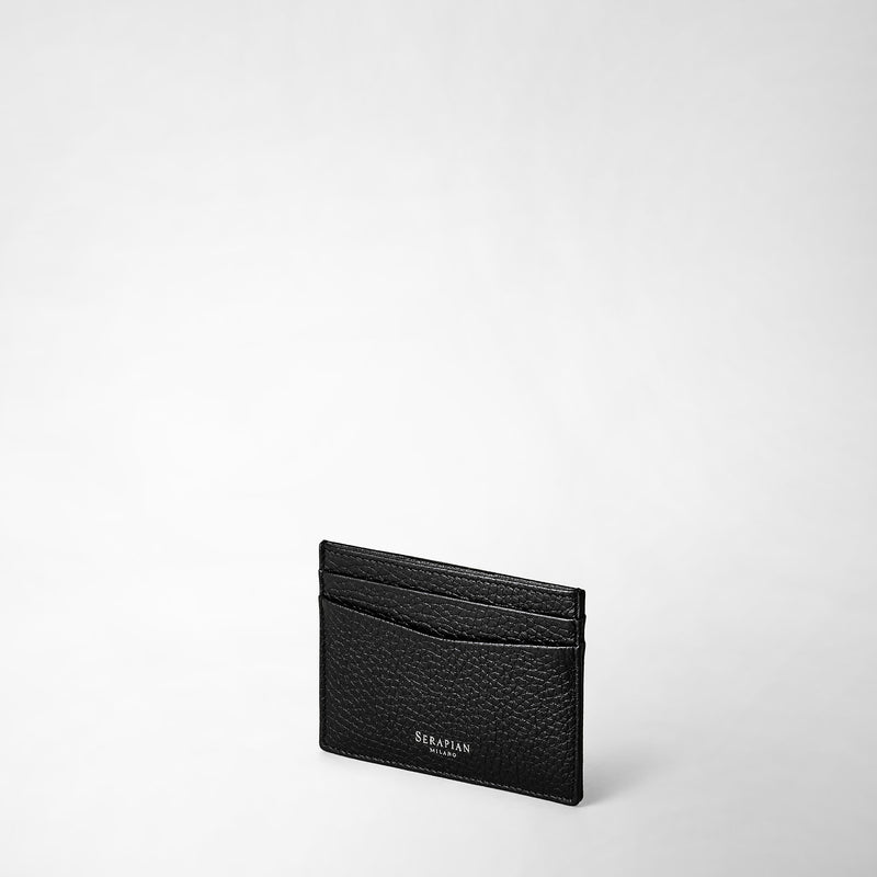 Serapian Portacarte per 4 carte in pelle cachemire nero Sconto