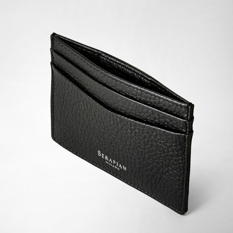 Serapian Portacarte per 4 carte in pelle cachemire nero Sconto