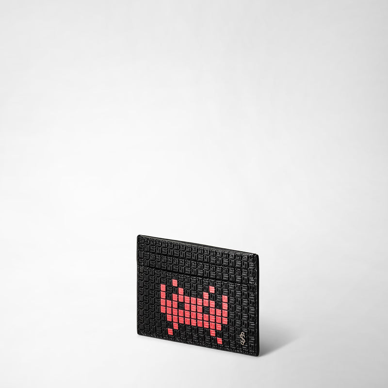 Serapian Portacarte 4 carte stepan nero-rosso space invaders Vendita