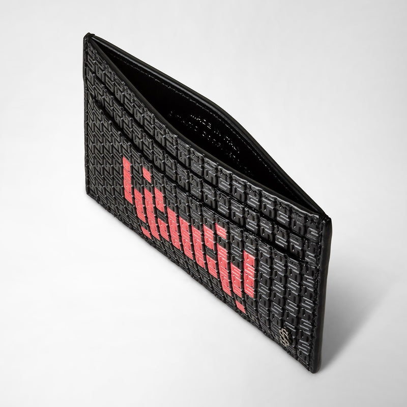 Serapian Portacarte 4 carte stepan nero-rosso space invaders Vendita