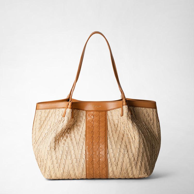 Serapian Tote bag secret piccola in rafia e pelle seta Saldi