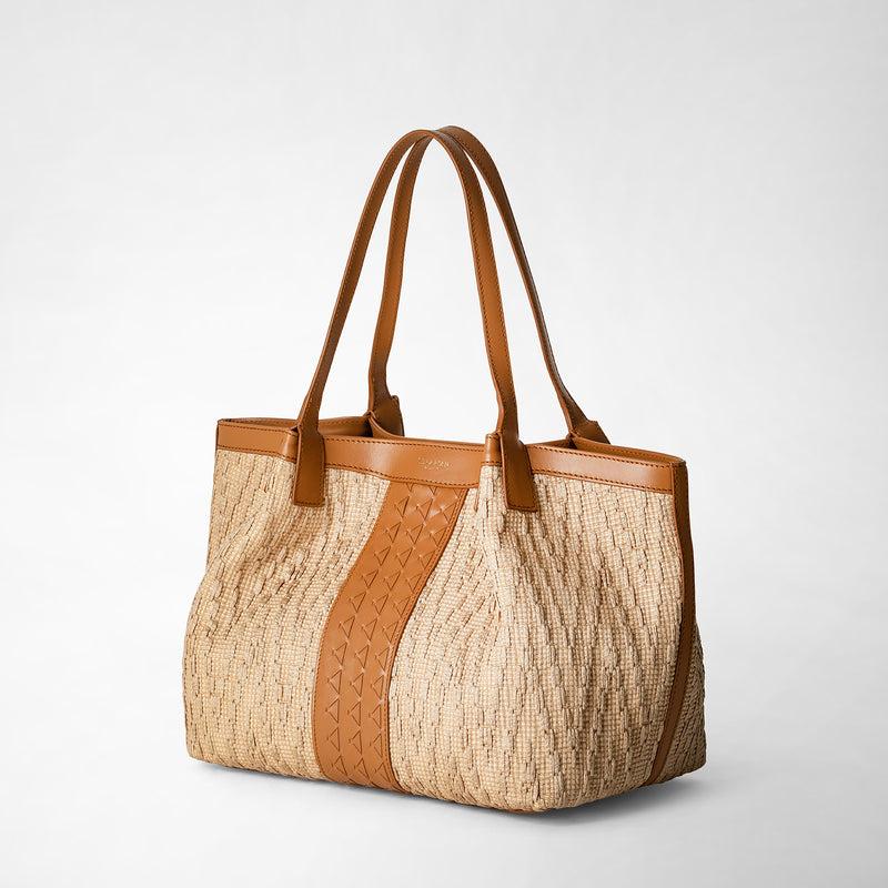 Serapian Tote bag secret piccola in rafia e pelle seta Saldi