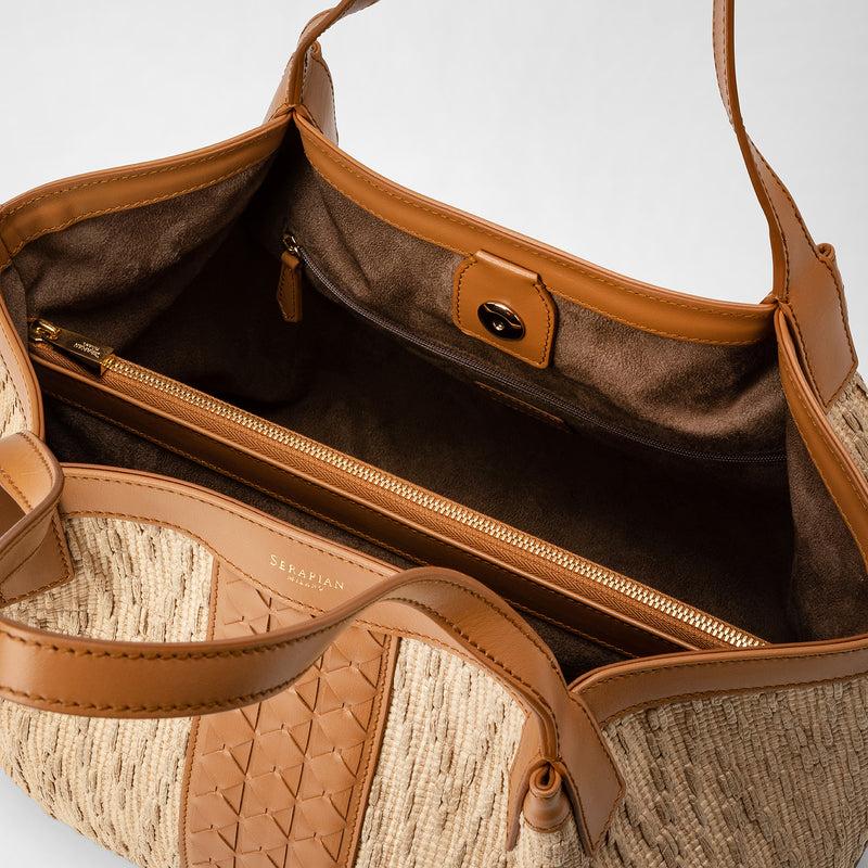 Serapian Tote bag secret piccola in rafia e pelle seta Saldi