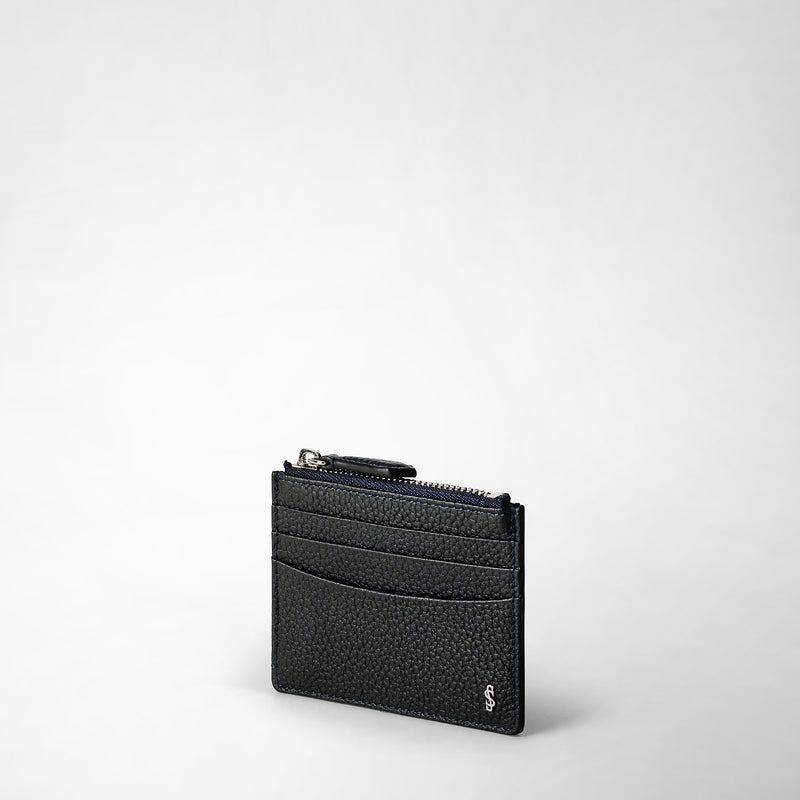 Serapian Zip card case in cachemire leather navy blue Vendite Flash