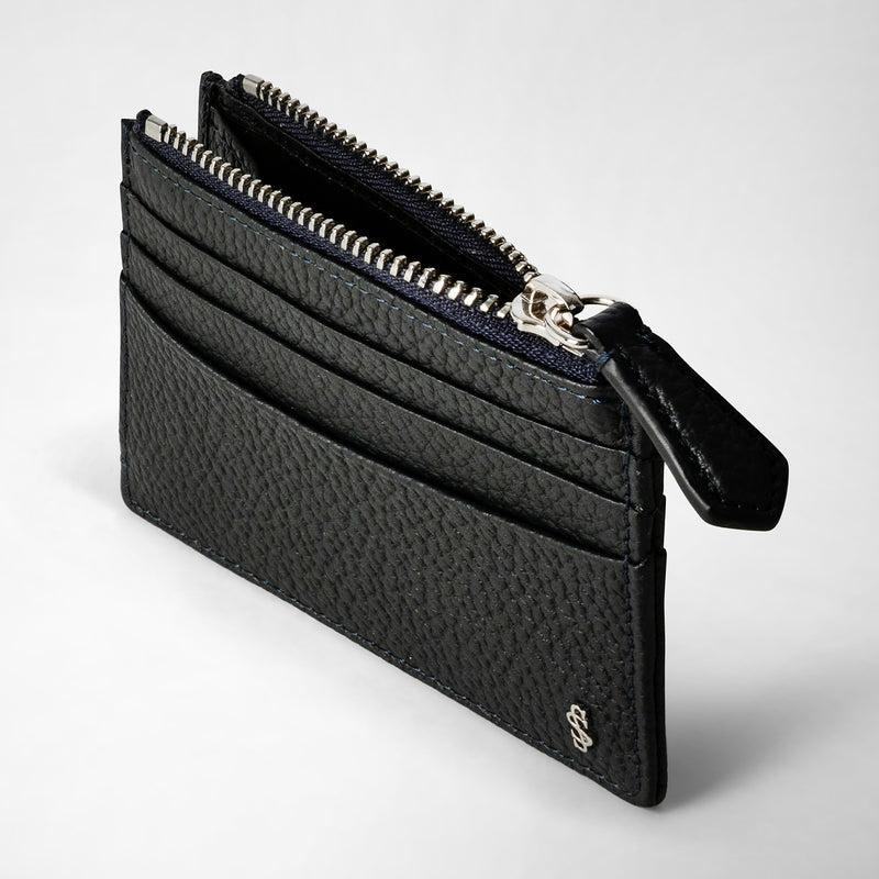 Serapian Zip card case in cachemire leather navy blue Vendite Flash