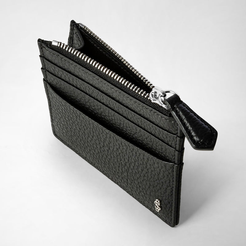 Serapian Zip card case in cachemire leather black Negozio