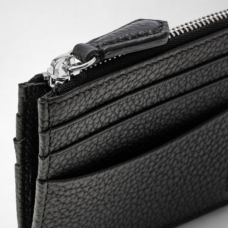 Serapian Zip card case in cachemire leather black Negozio