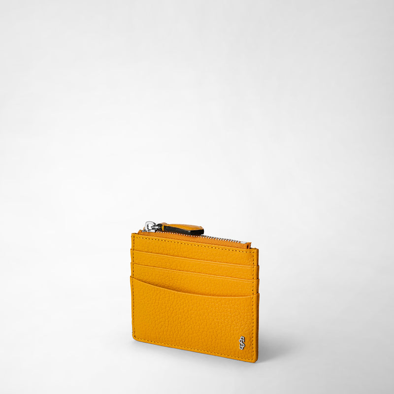 Serapian Zip card case in cachemire leather ochre In Saldo