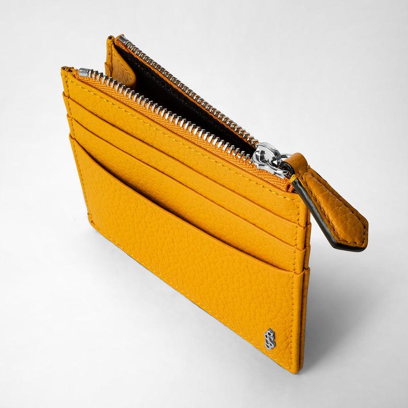 Serapian Zip card case in cachemire leather ochre In Saldo
